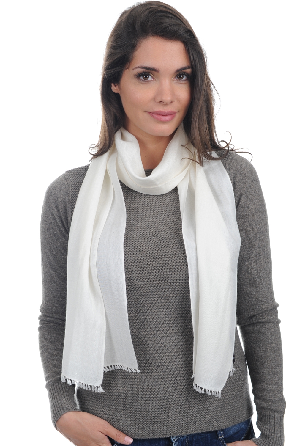 Cashmere & Zijde accessoires sjaals scarva milk 170x25cm
